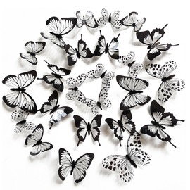 Vilbocr 24Pcs Butterfly Wall Decor 3D Butterflies Stickers Lifelike Butterfly Decoration Removable and Reusable cortinas para fiestas decoracion… (White Love Song)