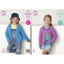 King Cole 5262 Knitting Pattern Girls Raglan Cable Cardigans in Big Value DK