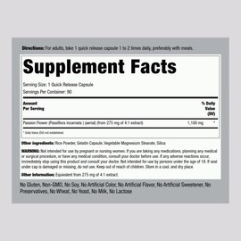 Piping Rock Passion Flower Extract Capsules | 1100mg | 90 Count | Herbal Supplement | Non-GMO, Gluten Free