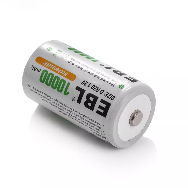 EBL D Cell Size NIMH Rechargeable Batteries 1.2V Battery +