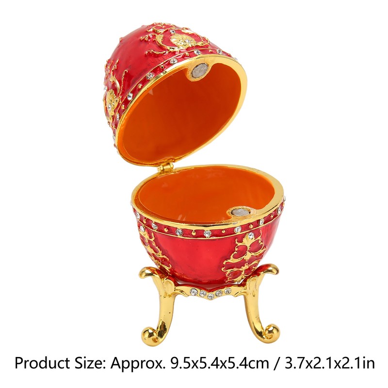 Egg Style Jewelry Trinket Box Zinc Alloy Hand Painted Enameled