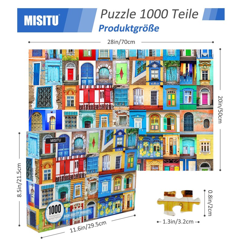 MISITU Puzzle 1000 Pieces for Adults and Children - Colourful