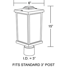 Solus SPC51TC-WH Square Decorative Outdoor Post Top Mount Light Fixture, Durable Clear Acrylic Lens, Polymer Composite, UL Listed for Wet Locations, 15" H x 6.35" W, White