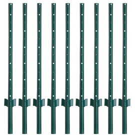 FENSMILE 4 Feet Fence Posts Sturdy Duty Metal Fence Post, No Dig Garden U Post for Wire Fencing Steel Post for Yard, Outdoor Wire, Pack of 10