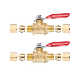 RouLiPouLi 2Pcs Brass Ball Valve Shut off Switch (1/4 Compression X 1/4 Compression