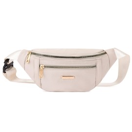DAITET Modische weiße Bauchtasche für Herren und Damen, Crossbody-Hüfttasche mit verstellbarem Gürtel, große Kapazität, Bauchtasche für Reisen, Wandern, Radfahren, Training, Freizeit (milchig weiß)