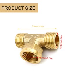 DIYCUT Pack of 2 Brass T-Piece 1/2 Inch, High Pressure T Connector, Waterproof Brass Fitting for Air Conditioning, Bathroom Fittings, Water Pipes, Plumbing, Heating & Drinking Water