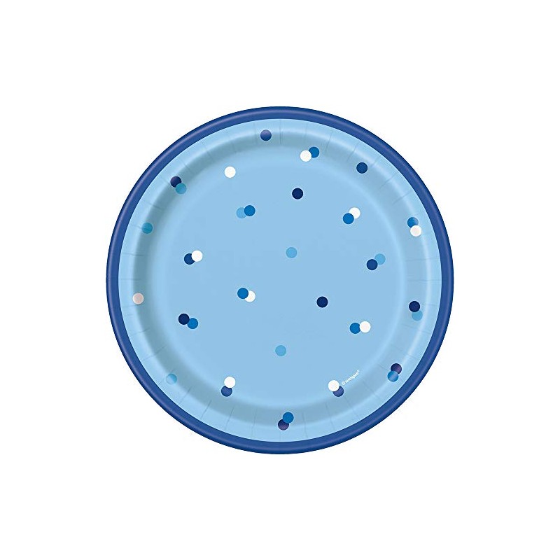 Unique 83594 Blue Polka Dots Round Dinner Plates, 7" Disposable