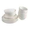 Euro Ceramica Fez Collection Stoneware Durable White 16-Piece Double Bowl