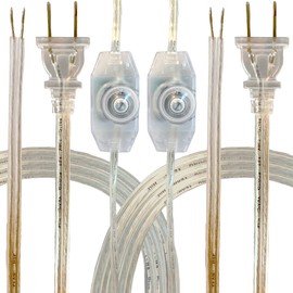 Royal Designs, Inc. 8 Foot Replacement Lamp Cord with Molded Plug and Rotary Dimmer Switch, Stripped Ends Ready for Wiring, SPT-1 Safe for USA, CO-1001D-SL-8-2, Silver, Pack of 2