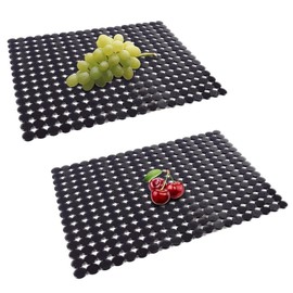 Sink Liner, Pack of 2 PVC Sink Mat, 30 x 40 cm, Cut to Size, Dish Drying Mat, Decorative Sink Mat, Quick Drain of Dots, for Kitchen and Bathroom, Black
