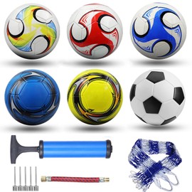 DHYLRICHER 6 Pack Classic Soccer Balls Size 4 with Pump and Net Bag - Training and Practice for Adults, Indoor and Outdoor Competition