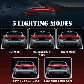 DIBMS LED Spoiler Brake Light Strip Sequential Flashing Tail Universal Red Carbon Fiber Light Bar With High-Brightness LED for Car Trucks Rear Spoiler Trunk Roof Wing Waterproof Design