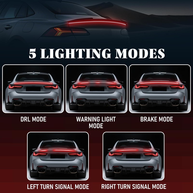 DIBMS LED Spoiler Brake Light Strip Sequential Flashing Tail Universal