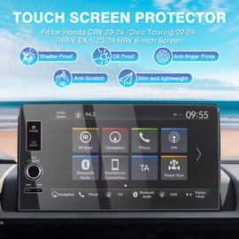 [Upgrade]Karltys 2 Pack Screen Protector for 2023-2026 Honda CRV /2022-2025 Civic /2023-2025 HR-V EX-L 9-Inch Touchscreen [No Glare & Fingerprint] Accessories Navigation Film Tempered Glass