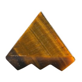 Tiger Eye Crystal Pyramid with 9 Pyramid Plate Bottom - 1" Mini Pyramid Figurine of Natural Stone Pyramid for Meditation, Reiki, Chakra Balancing Vastu Pooja and Crystal Grids