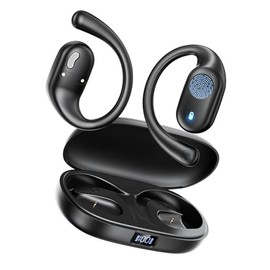Eigsupia Auriculares de oreja abierta, auriculares Bluetooth 5.3 deportivos con pantalla digital inteligente, tiempo de reproducción de 36 horas, IP54