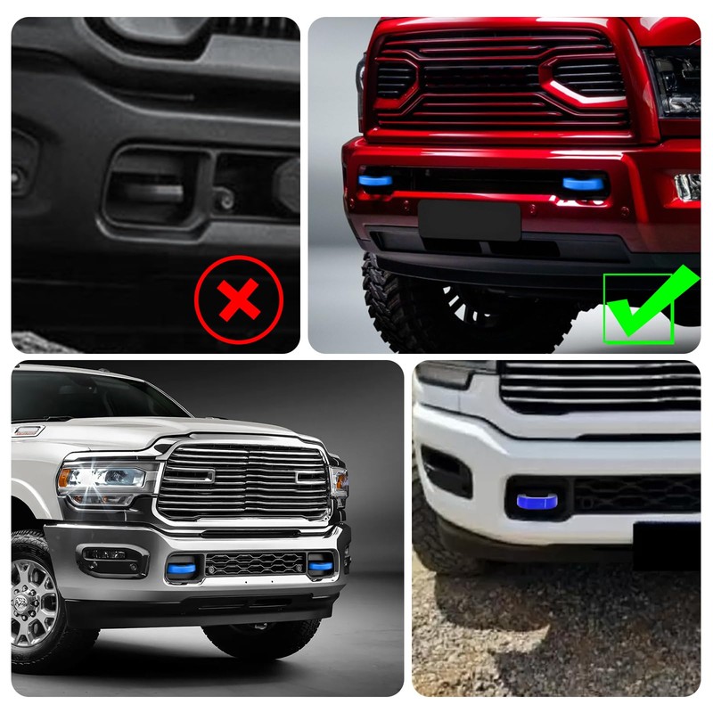 BESTZHEYU 2PCS Blue Front Tow Hooks Covers Compatible with RAM
