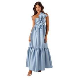Petal & Pup Women's Betina Bow Front Maxi Dress, Blue