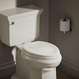 KOHLER 4647-96 Stonewood Toilet Seat Elongated,Wood Toilet Seat, Elongated Toilet Seat for Standard Toilets, Toilet Lid, Biscuit