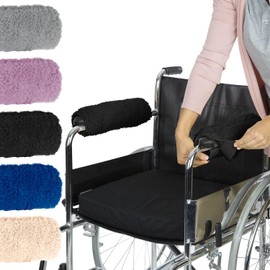 Vive Funda para reposabrazos de silla de ruedas (par) – Almohadilla de espuma viscoelástica de piel de oveja para oficina y silla de transporte – Accesorios de cojín de apoyo suave para reposabrazos acolchado, niños, adultos – Acolchado cómodo alivio de p