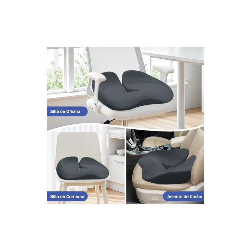 Cojín Ortopédico de Memory Foam para Silla, Alivio Eficaz del