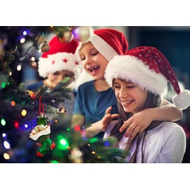 WaaHome Metal Christmas Stocking Ornaments - Green Stocking Keepsake Ornaments for Christmas Tree Decorations, Unique Christmas Stocking Tree Ornaments Gifts for Kids Girls Boys