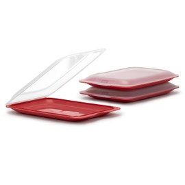 TATAY Set of 3 Cold Meat Containers with Lid, BPA Free, Reusable, Stackable, Dishwasher and Microwaveable, Colour Blueberry, Measures 17 x 3,2 x 25,2 cm