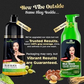 Herbishh Shampoo Colorante 3 en 1 para Cabello Canoso – Blue Black – Cubre Canas 100% en Minutos | Sin Amoníaco | Nutre, Limpia y Acondiciona | 500 ml