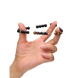 Zysta Gemstone Bracelet with Cross 8 mm Pearl Bracelet Tiger's Eye Black Agate Stretch Real Stones Bracelet for Men Women, Stone