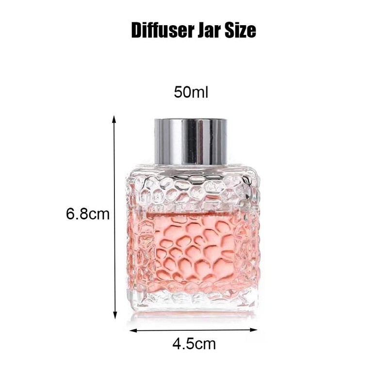 2PCS 50ml/1.7oz Empty Clear Square Glass Diffuser Bottle Diffuser Jars