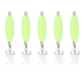 PATIKIL Fishing Spoons 1/5 oz 5g, 5Pcs Fishing Lures Glow in The Dark Casting Spoon Treble Hooks Jigs Spinner Baits for Freshwater Saltwater Salmon Bass, White