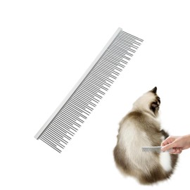 Pet Dematting Comb for Cats & Dogs, Stainless Steel Grooming Tool with Rounded Teeth, Safe for Long & Short Hair, Mats & Tangles Remover, Compact 4.6-Inch