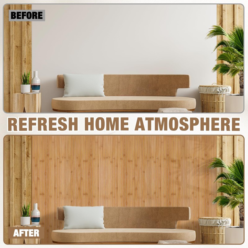 EYAYEN Natural Bamboo Wall Panel for Interior Wall Decor, Pole