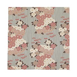 Furoshiki Wrapping Cloth Bag (Retro Flower Pinkbeige) Large Size 39.4 inches (100 cm), Made in Japan 100% Cotton Japanese Kimono Desigh Gift Wrap Tapestry Bag Cloth