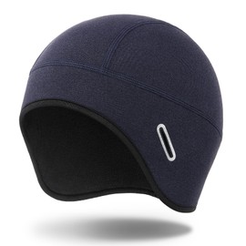 MELASA Winter Helmet Liner Skull Cap for Men Women, Fleece Lined Warm Cycling Cap with Glasses Holes, Thermal Hat Beanie for Running Cycling Motorcycle(Violet Blue)