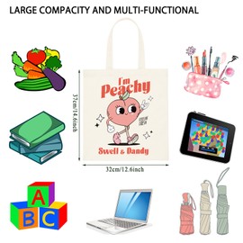 TSOTMO Peach Mascot Gift Peach Lover Gift I’m Peachy Swell And Dandy Fruits Lover Summer Fruits Shopping Bag (Swell tote)