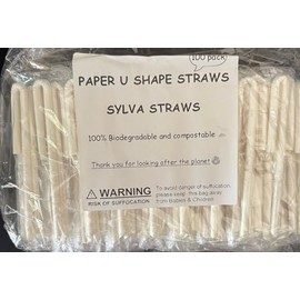 SYLVA - 100 Kids Straws – Individually Wrapped Juice Box or Carton Straws, Ideal for School Lunchboxes, Replacement Disposable Straws