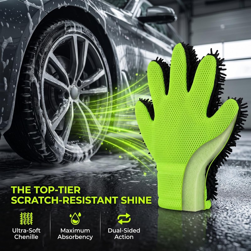 Premium Microfiber Car Wash Mitt Scratch-Free Super Absorbent Car Cleaning