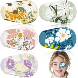 Geiserailie 50 Pcs Disposable Eye Patches for Adults with 5 Styles Vintage Boho Flower Designs Gentle Removal Eyepatches Adhesive Eyepatches for Lazy Eye Women Girl Gift
