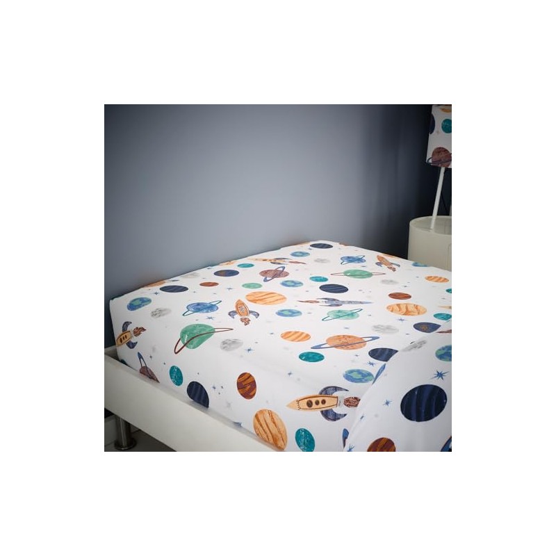Happy Linen Company Girls Boys Kids Cosmic Planets White Toddler