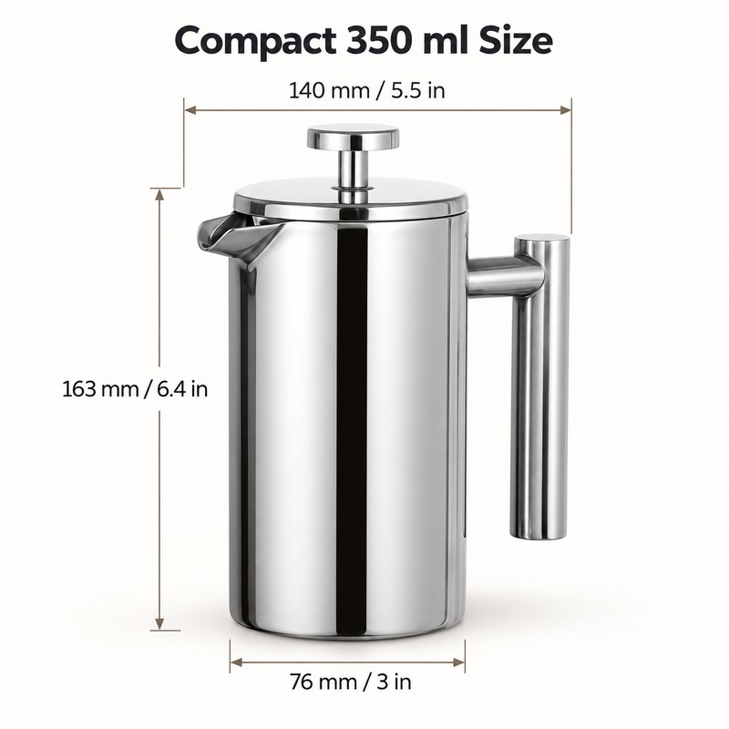 350mL Double-Wall 304 Stainless Steel French Press Coffee Maker with