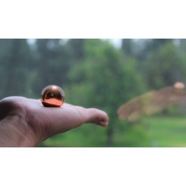 Copper Ball Paperweight with Wooden Base | 1 1/8" (25.5 mm - 0.26 lb) 99.9% Pure Solid Sphere with Certificate of Authenticity by Mint State Gold