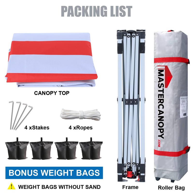 MASTERCANOPY Durable Pop-up Canopy Tent with Roller Bag (10x10, American