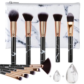 HEYMKGO Pinceles de Maquillaje Profesional de Mármol Juego de Brochas de Maquillaje, Suave y Sin Olor Cerdas Sintéticas Naturales,10Pincel de...      
