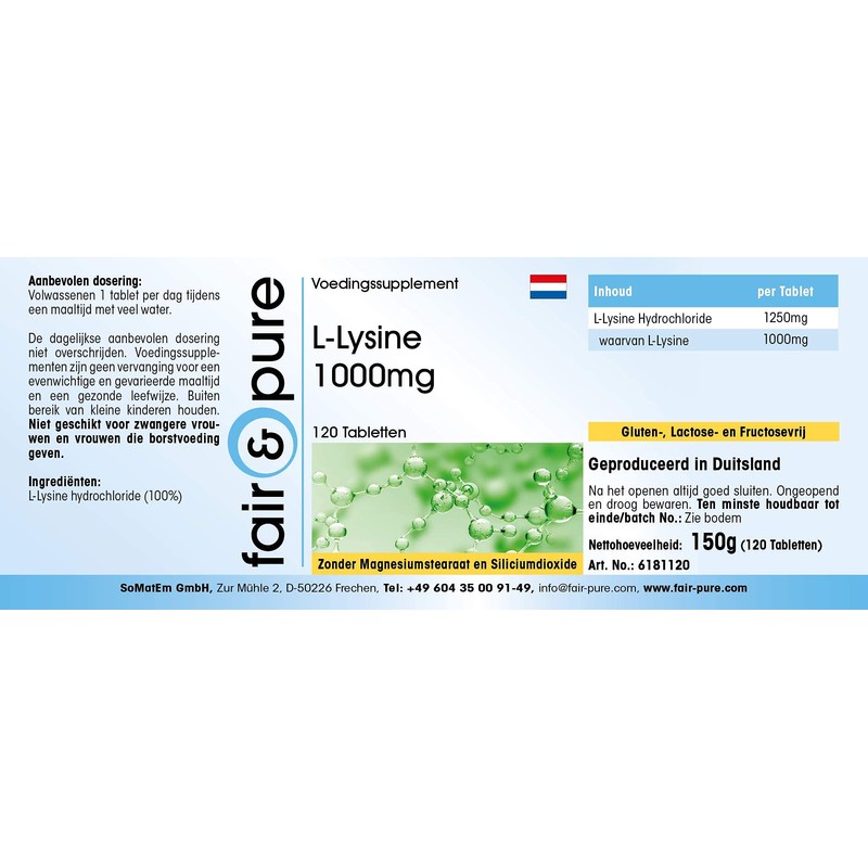 Fair & Pure® - L-Lysine Tablets - 1000 mg -