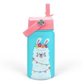 Llama Water Bottle - Kids Water Bottle with Straw Lid - 12 Oz Insulated Stainless Steel Water Bottles for Toddlers Kid Girls - Travel Cup for School Sports