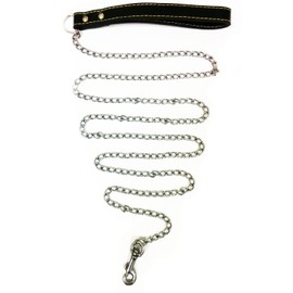 Top Choice Heavy Chain Leash, 72 Inches (72"), 6 Feet (6') Faux Leather for Small-Medium Size Dogs or Large Puppies, Lead is Resistant to Chewing (Black)