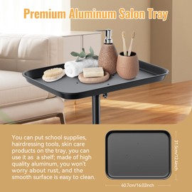 HYTOBP Salon Tray on Wheels Premium Aluminum Tattoo Tray Rolling Trolley Adjustable Height Storage Utility Cart for Clinic Spa and Barber(34inch)