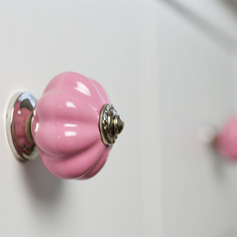 Nicola Spring 6 Pack Pink Ceramic Round Drawer Knobs with